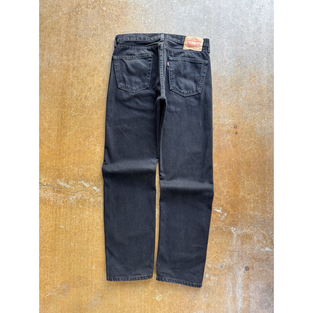 Levis 505 Straight Leg Original Fit Black Denim Jeans Zipper 33Wx32L